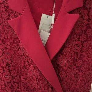 NWT Self-Portrait Pink/Red Boucle Tailored Midi Dress  size UK 10 / US 6